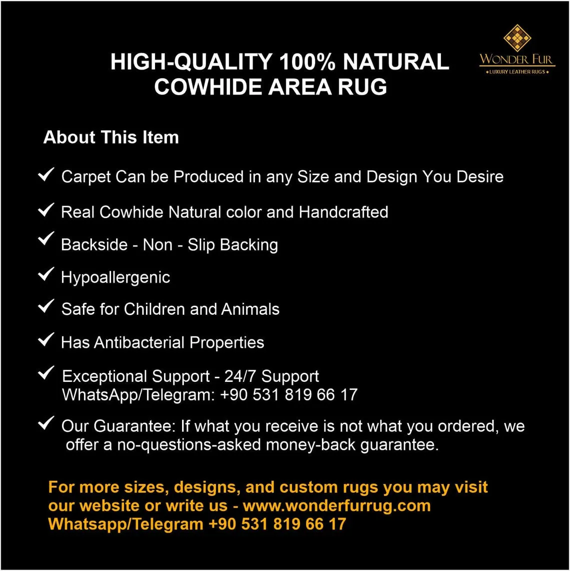 100% Natural Cowhide Leather Rug , Black And Copper Patchwork Area Rug