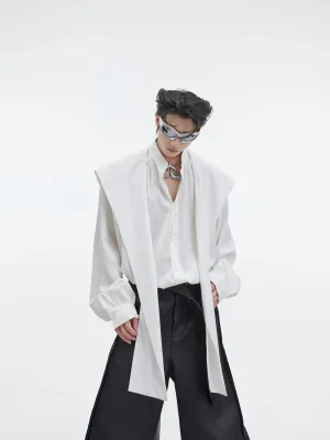 【23s September.】Shawl Hooded Long Streamer Shirt
