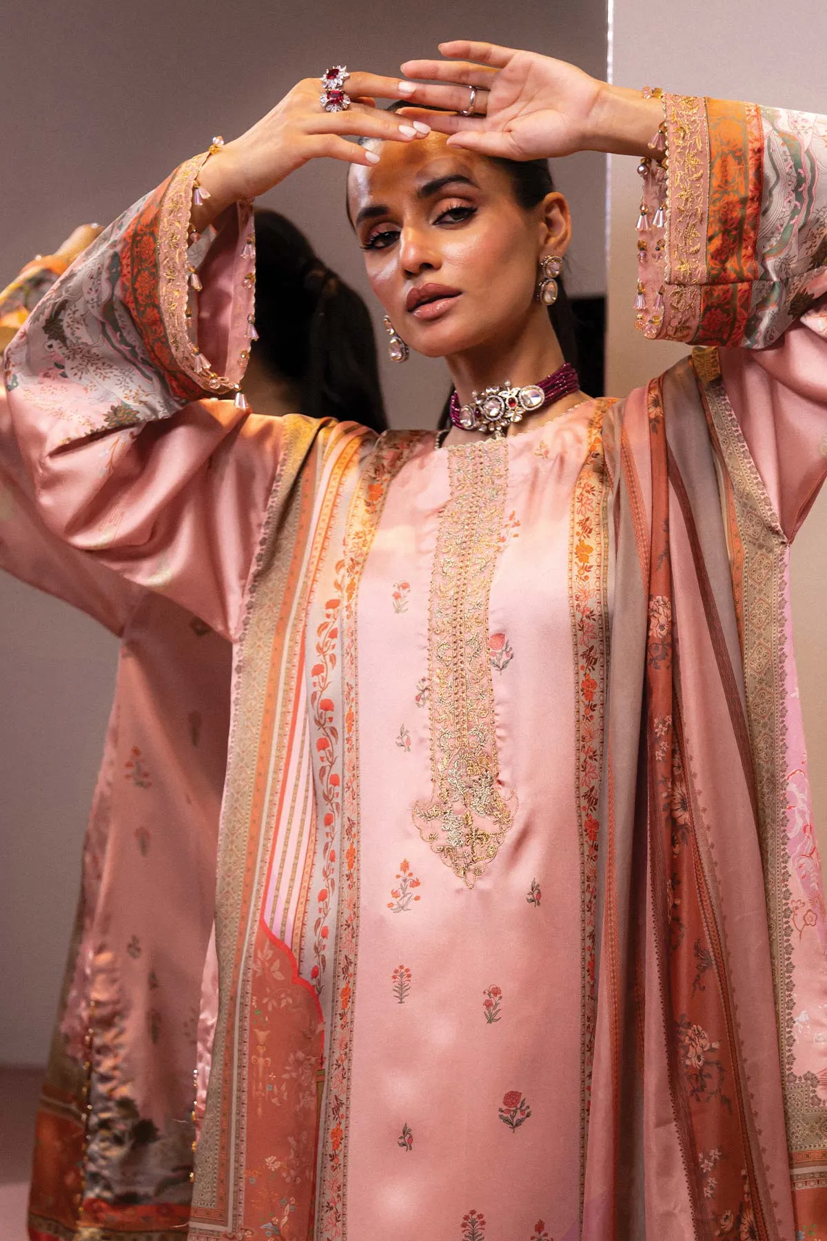 AlKaram Silkworks Silk Collection – SK-01A-23-PINK | 3 Piece