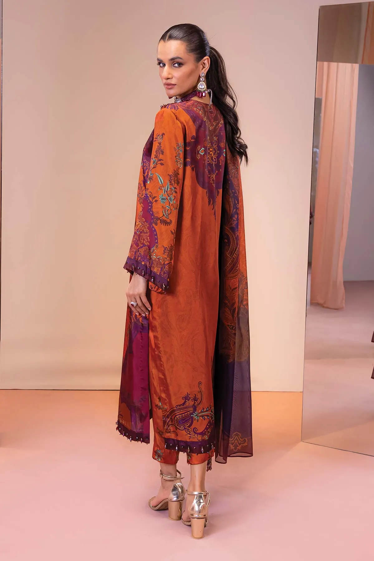 AlKaram Silkworks Silk Collection – SK-08A-23-PLUM | 3 Piece