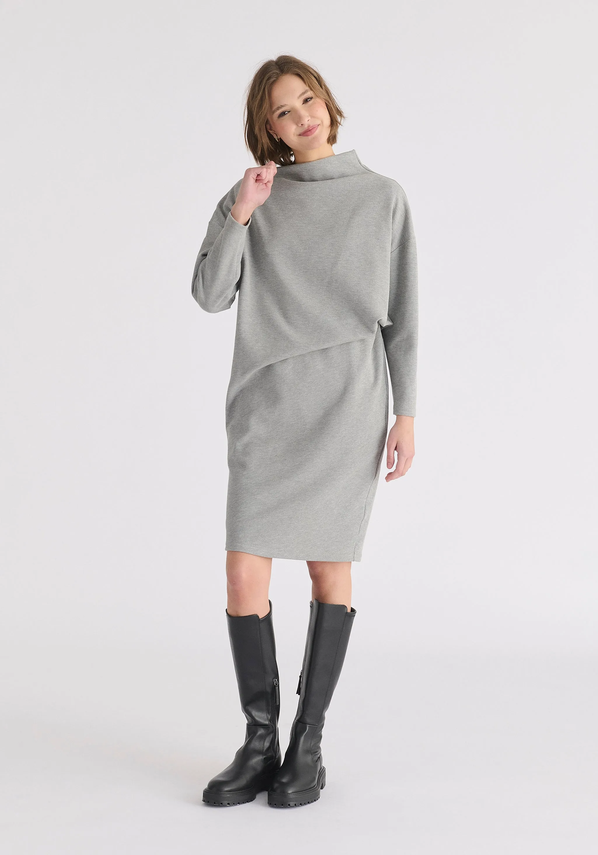 Asymmetric Neck Jumper Dress