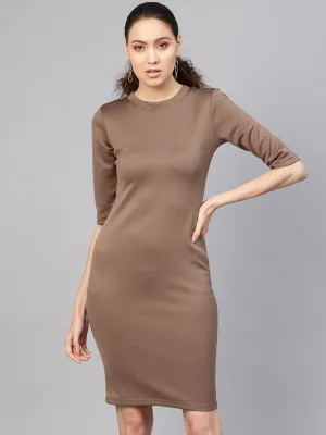 Brown Metal Trim Bodycon Dress