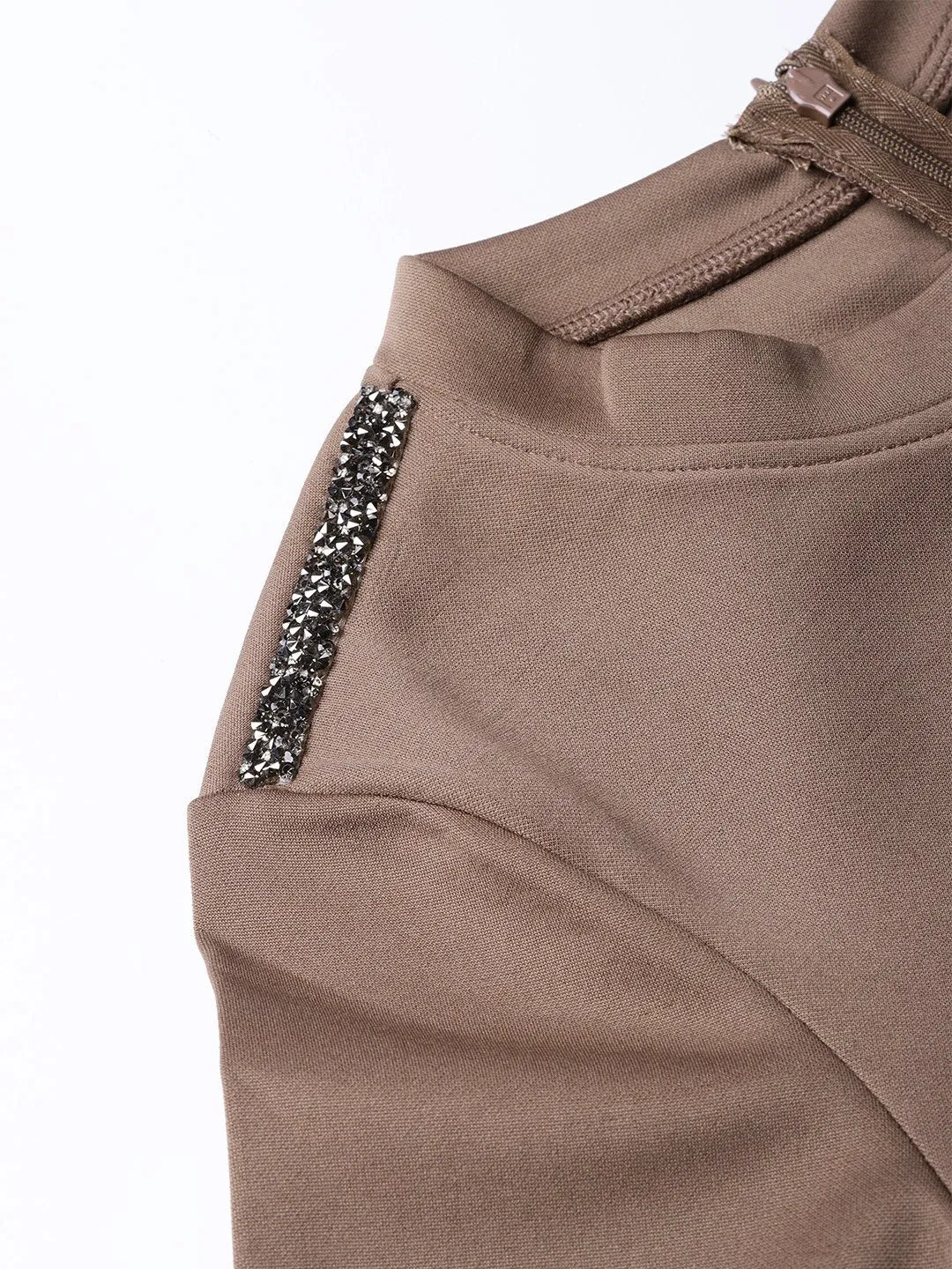 Brown Metal Trim Bodycon Dress