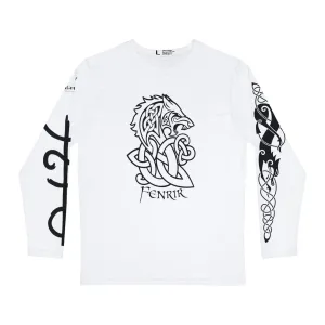 Celtic Fenrir Tribal Tattoo - White Men's Long Sleeve Shirt - ZenGen USA
