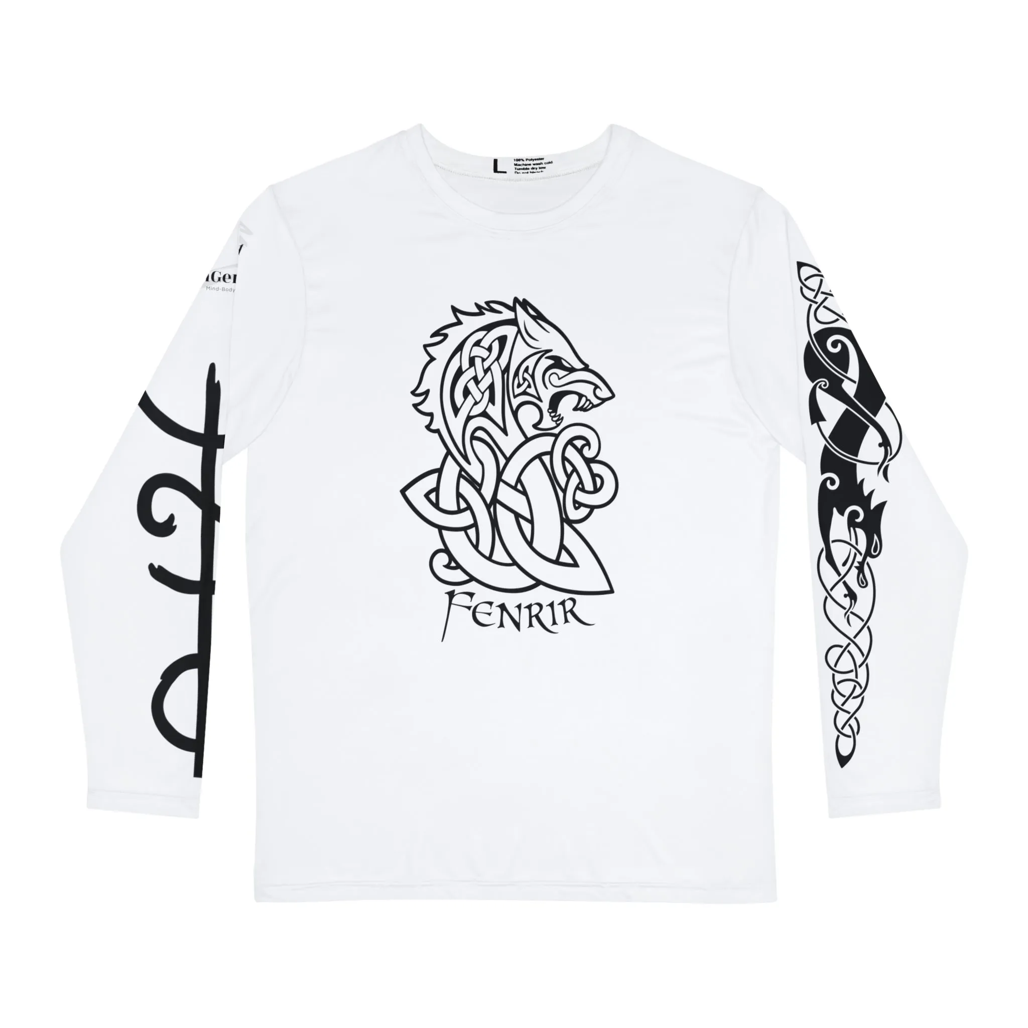 Celtic Fenrir Tribal Tattoo - White Men's Long Sleeve Shirt - ZenGen USA