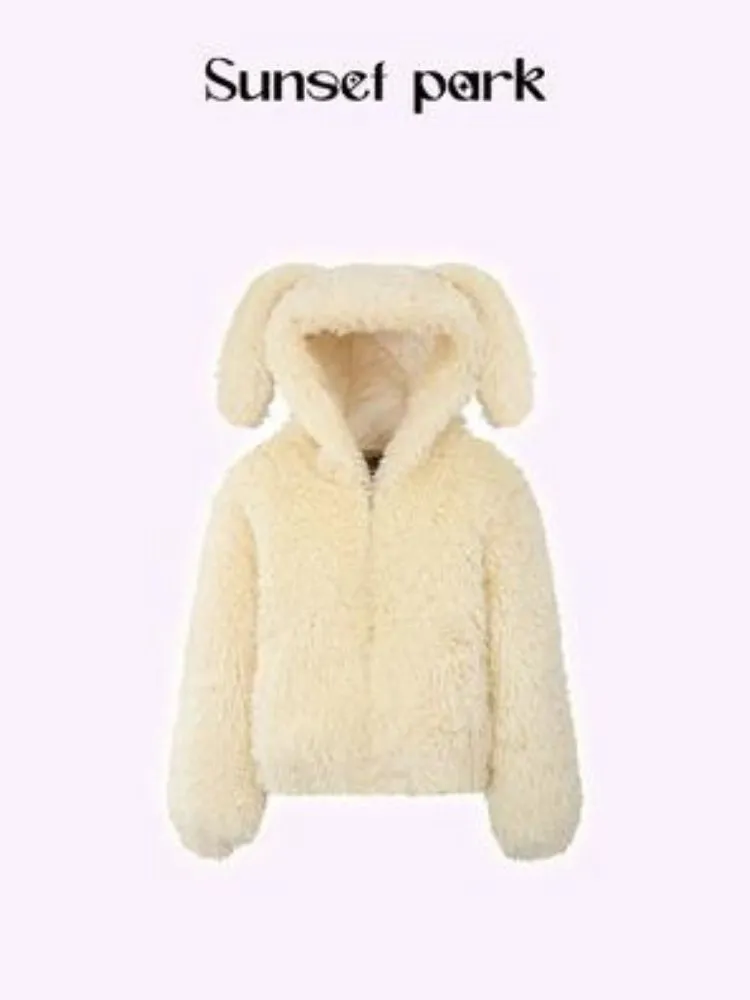 Cream-colored Warm Eco-Friendly Fur   Half Skirt【s0000005505】