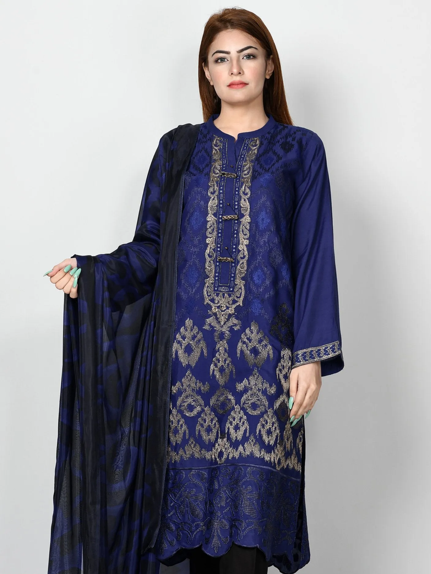 Embroidered Raw Silk Suit