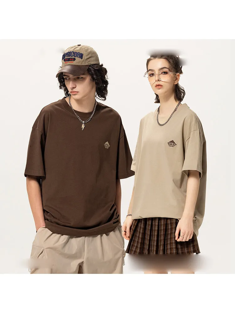Embroidered Solid Color T-Shirt