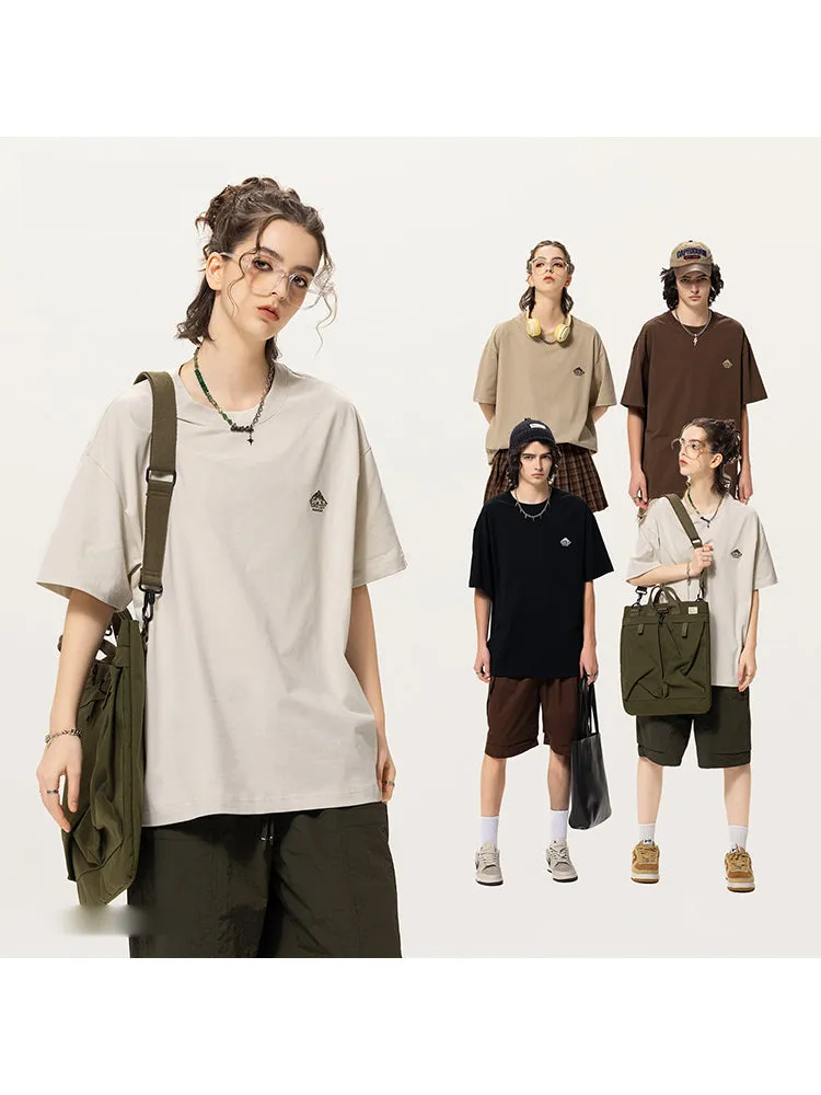 Embroidered Solid Color T-Shirt