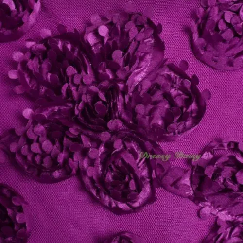 FG329 Round Neckline Embossed Flower Wedding Party Birthday Dress Purple Size 4-6X