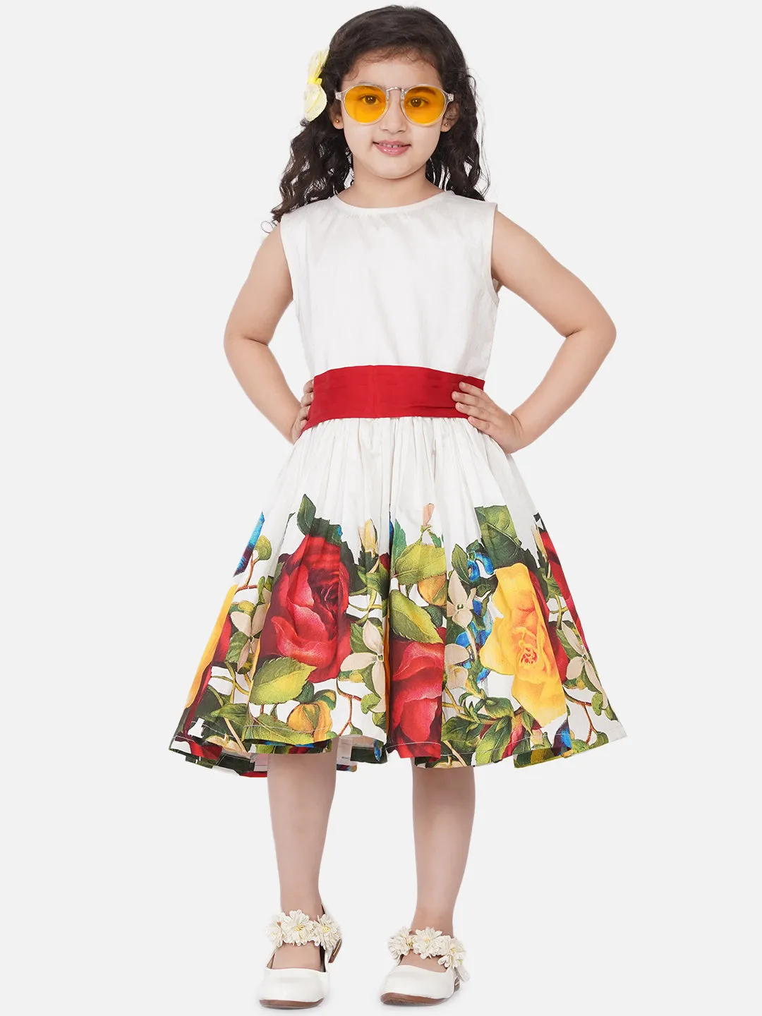 Girl's Off White Party Dress - Bitiya By Bhama