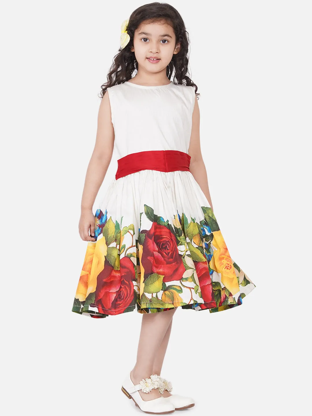 Girl's Off White Party Dress - Bitiya By Bhama