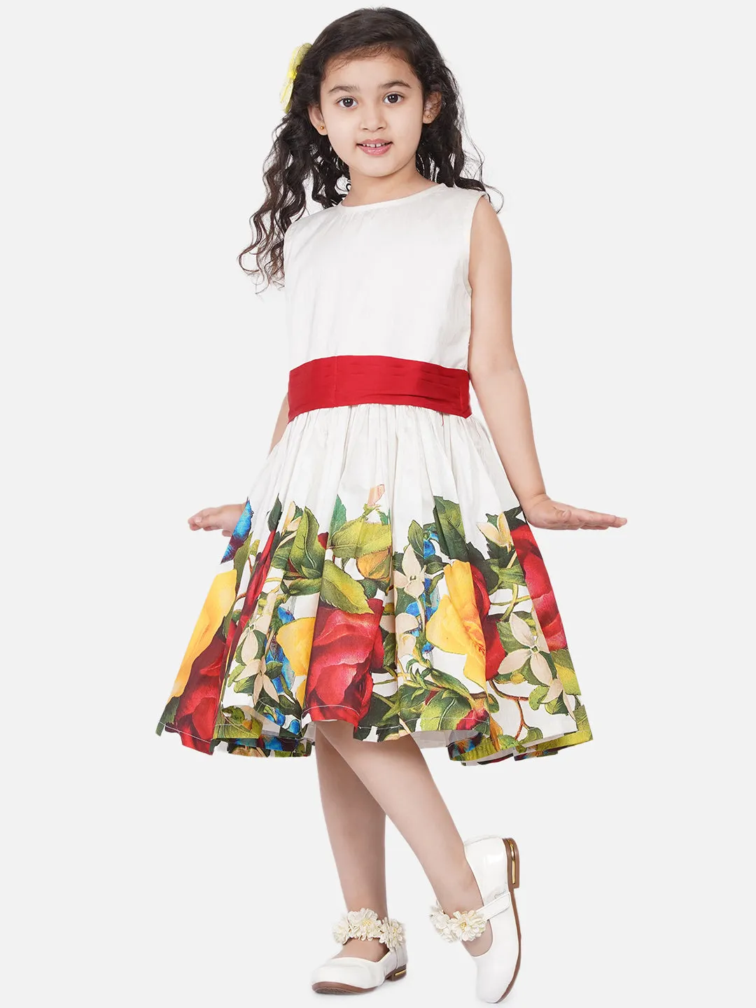 Girl's Off White Party Dress - Bitiya By Bhama