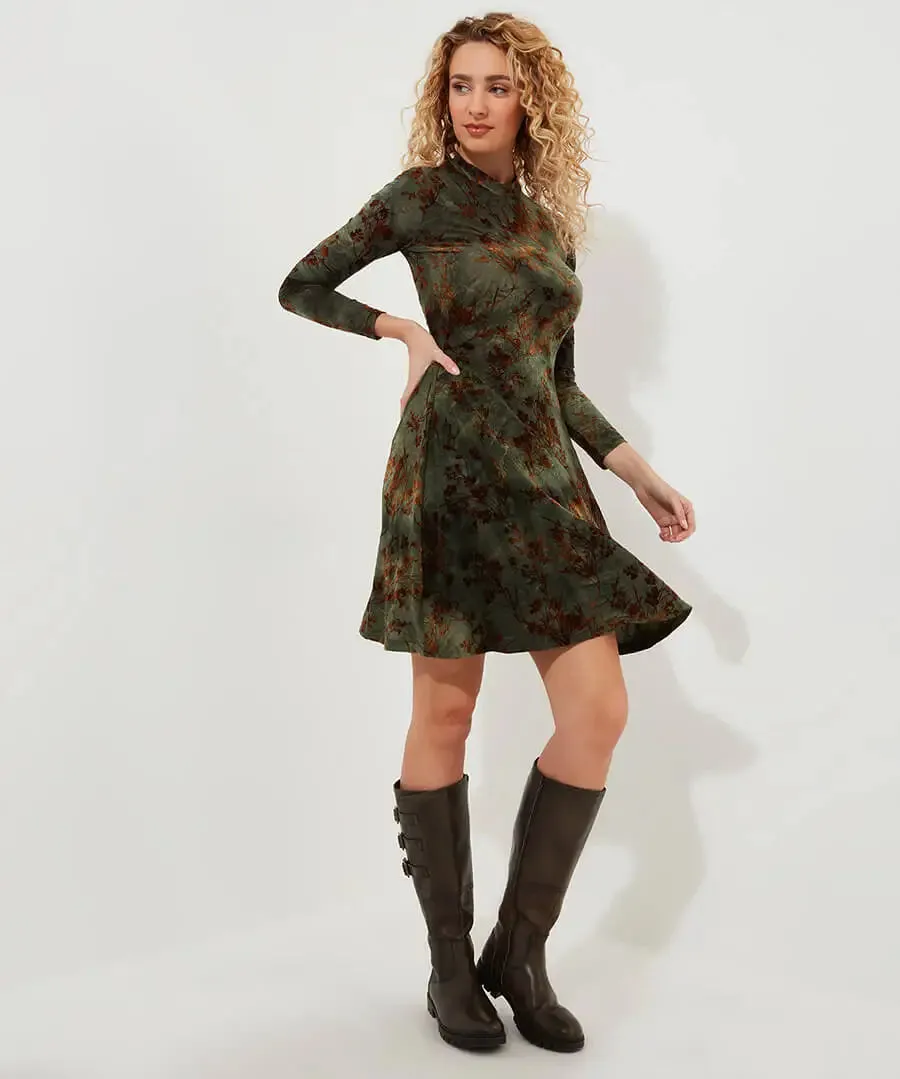 Joe Browns 14 Green Jemima Flocked Jersey Dress