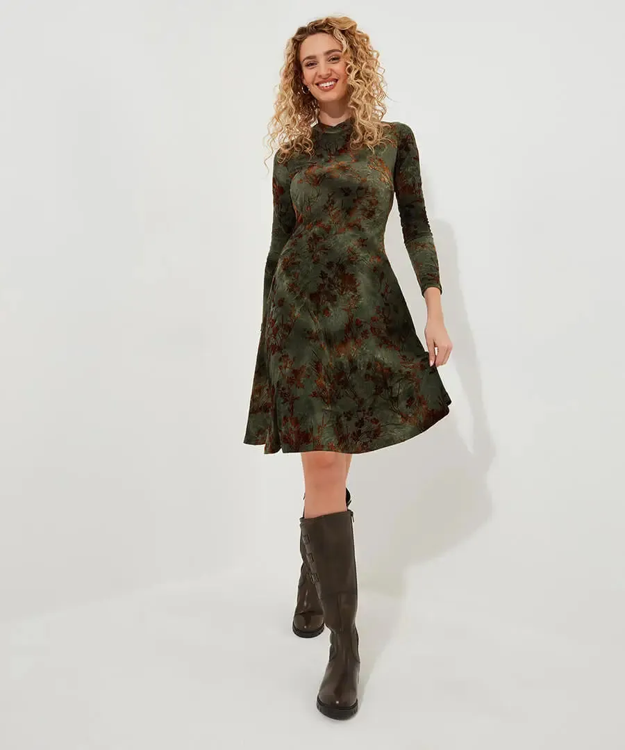 Joe Browns 14 Green Jemima Flocked Jersey Dress
