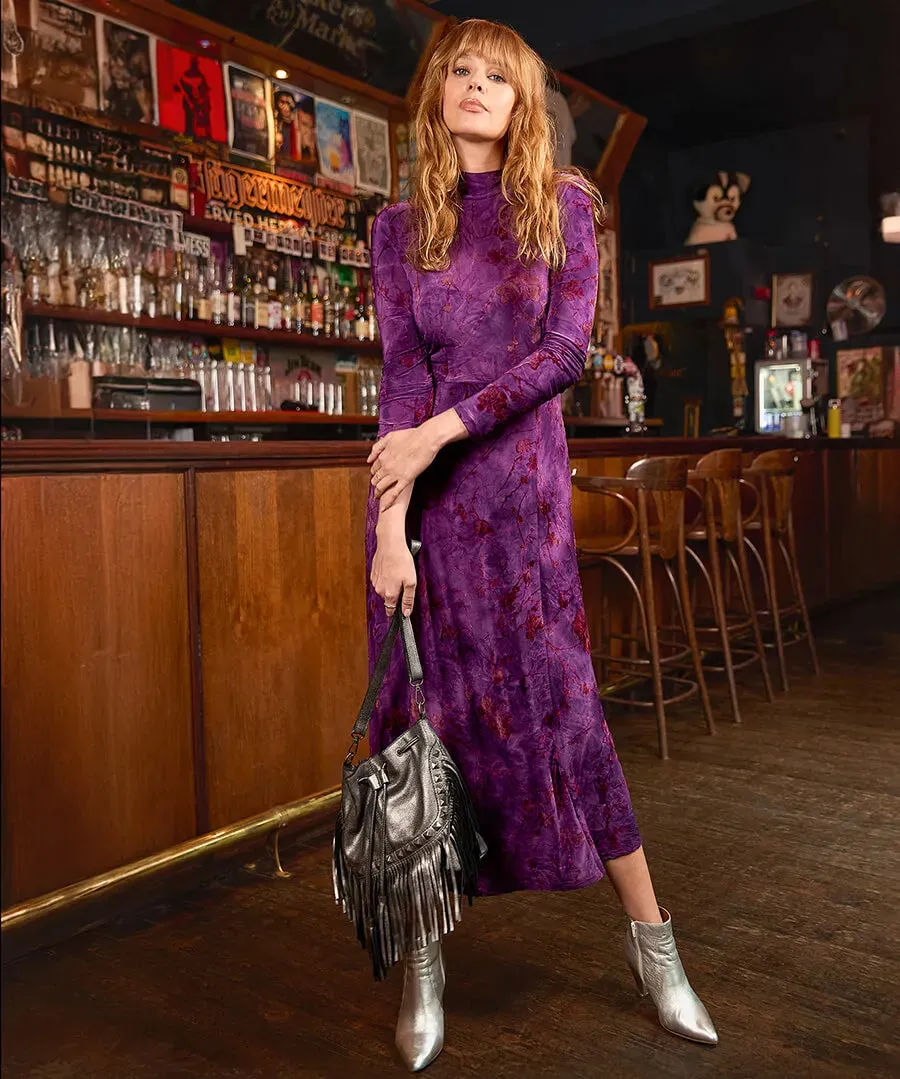 Joe Browns 14 Purple Truly Remarkable Flocked Jersey Dress