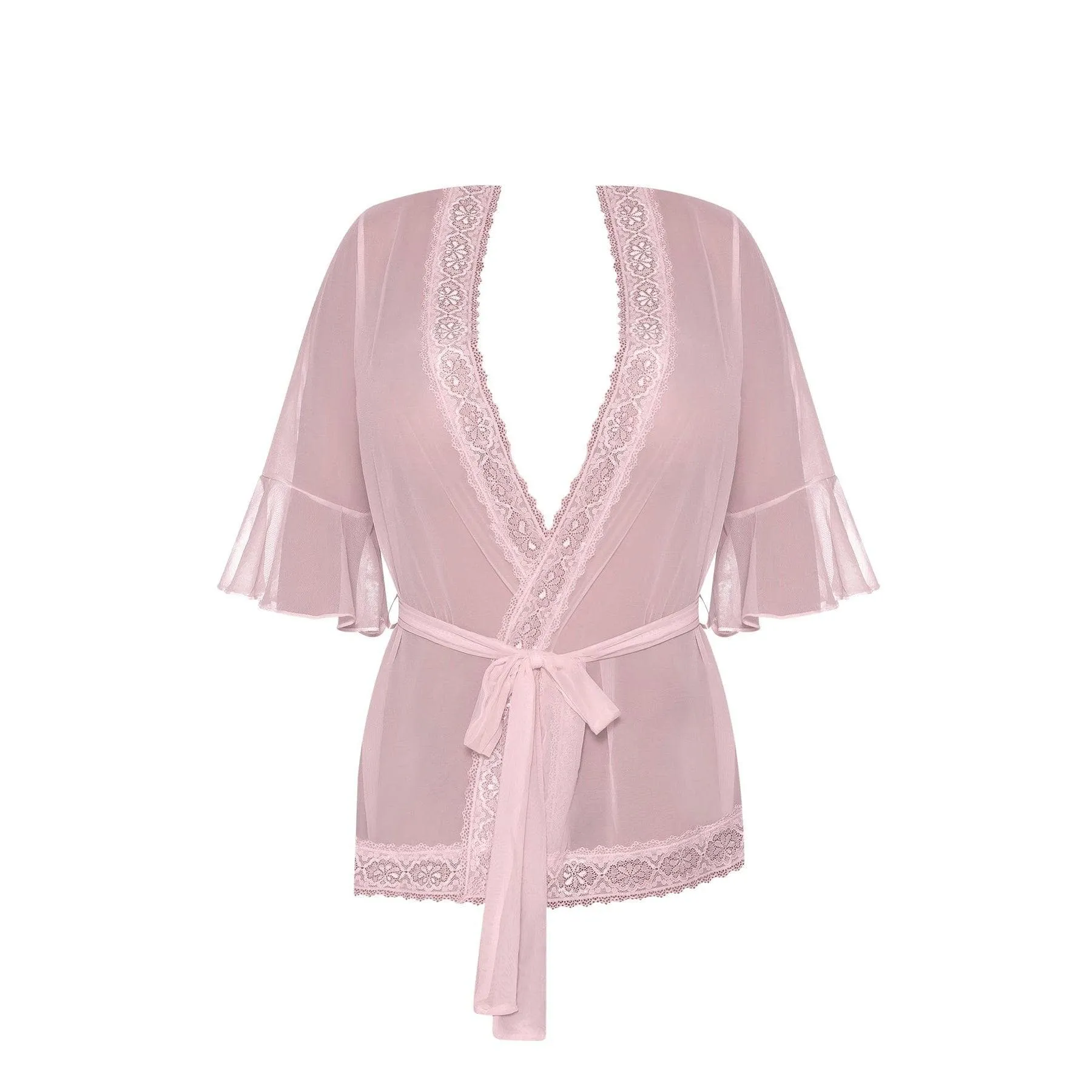Magic Silk Seabreeze Robe With Lace Trim Blush