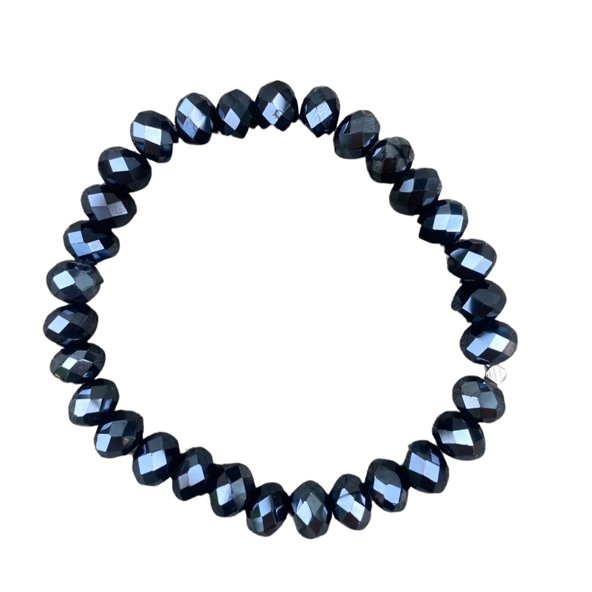 Mystic Black Faceted Rondelle 8mm Bracelet