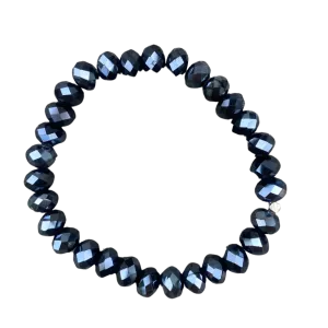 Mystic Black Faceted Rondelle 8mm Bracelet