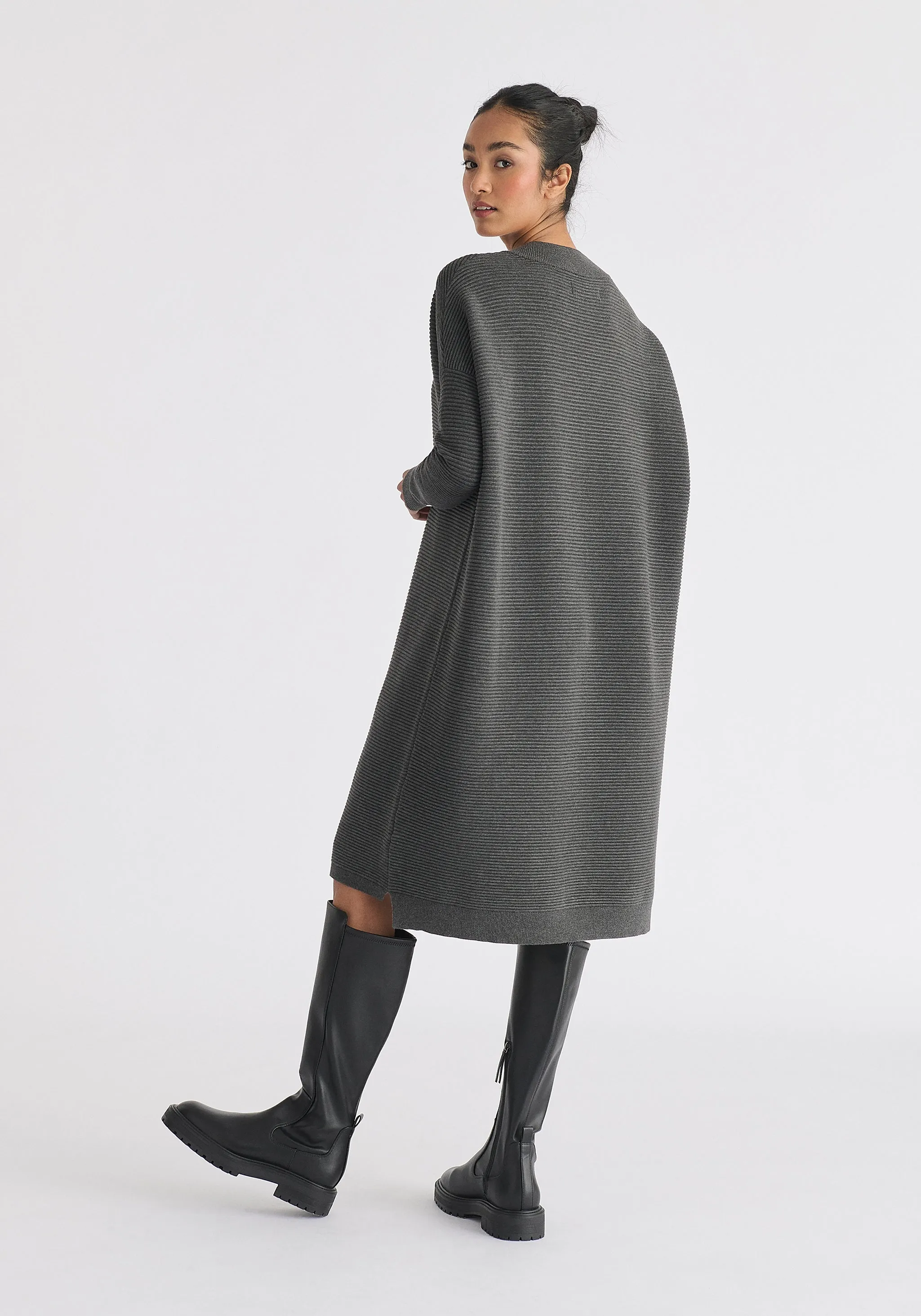 Paisie V-Neck Ribbed Jumper Dress