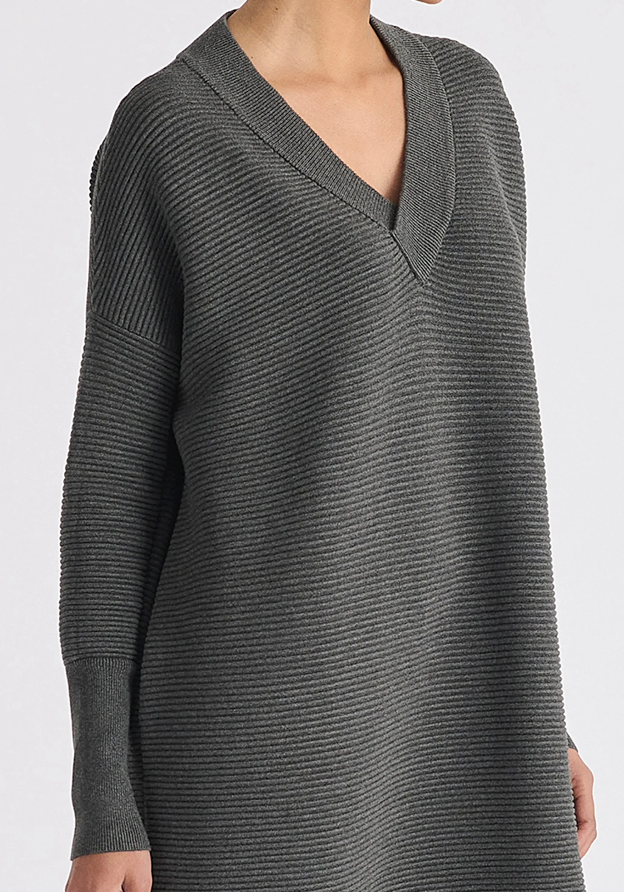Paisie V-Neck Ribbed Jumper Dress