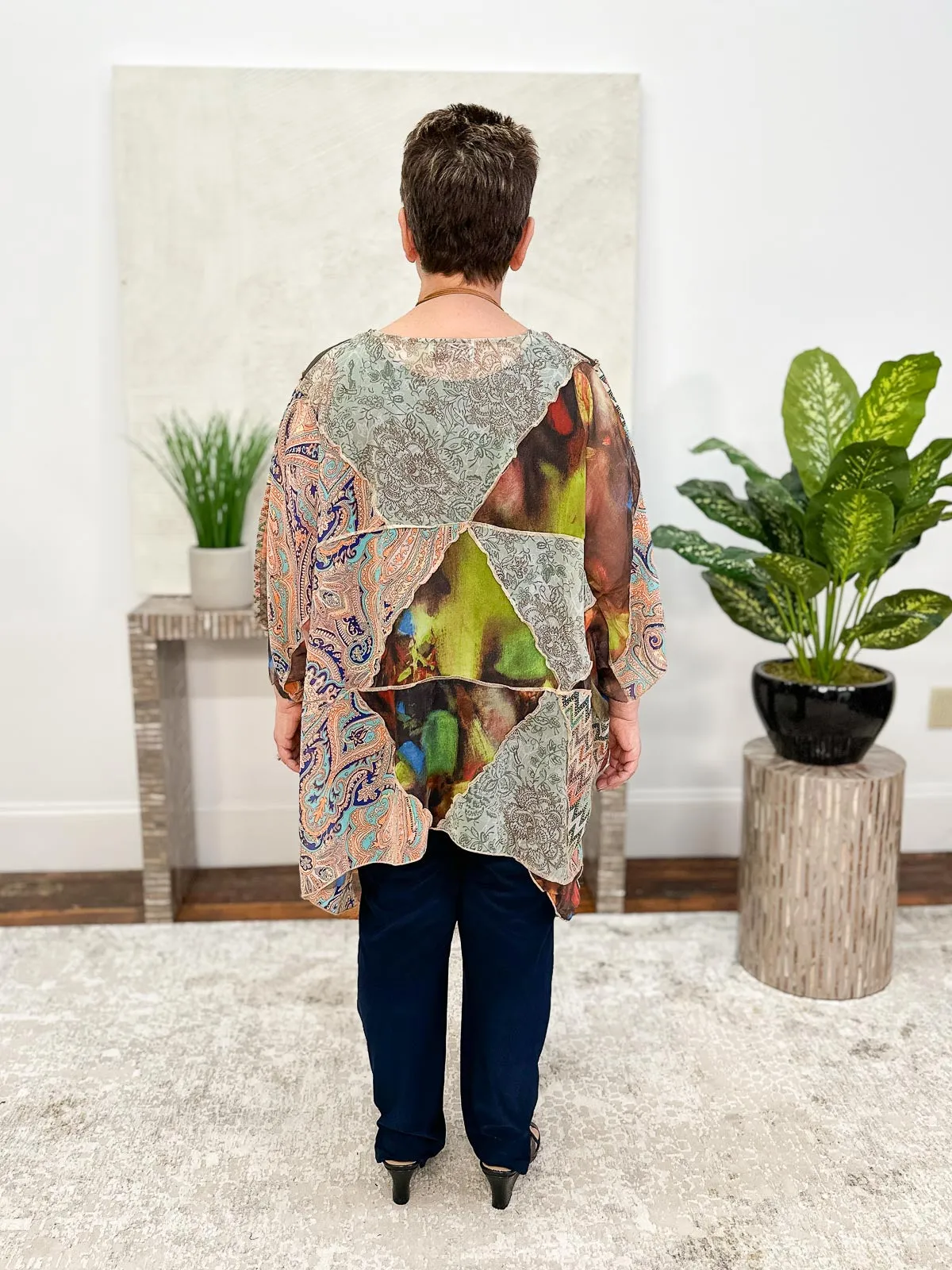 Patchwork Cover Up Top, Assorted Bright