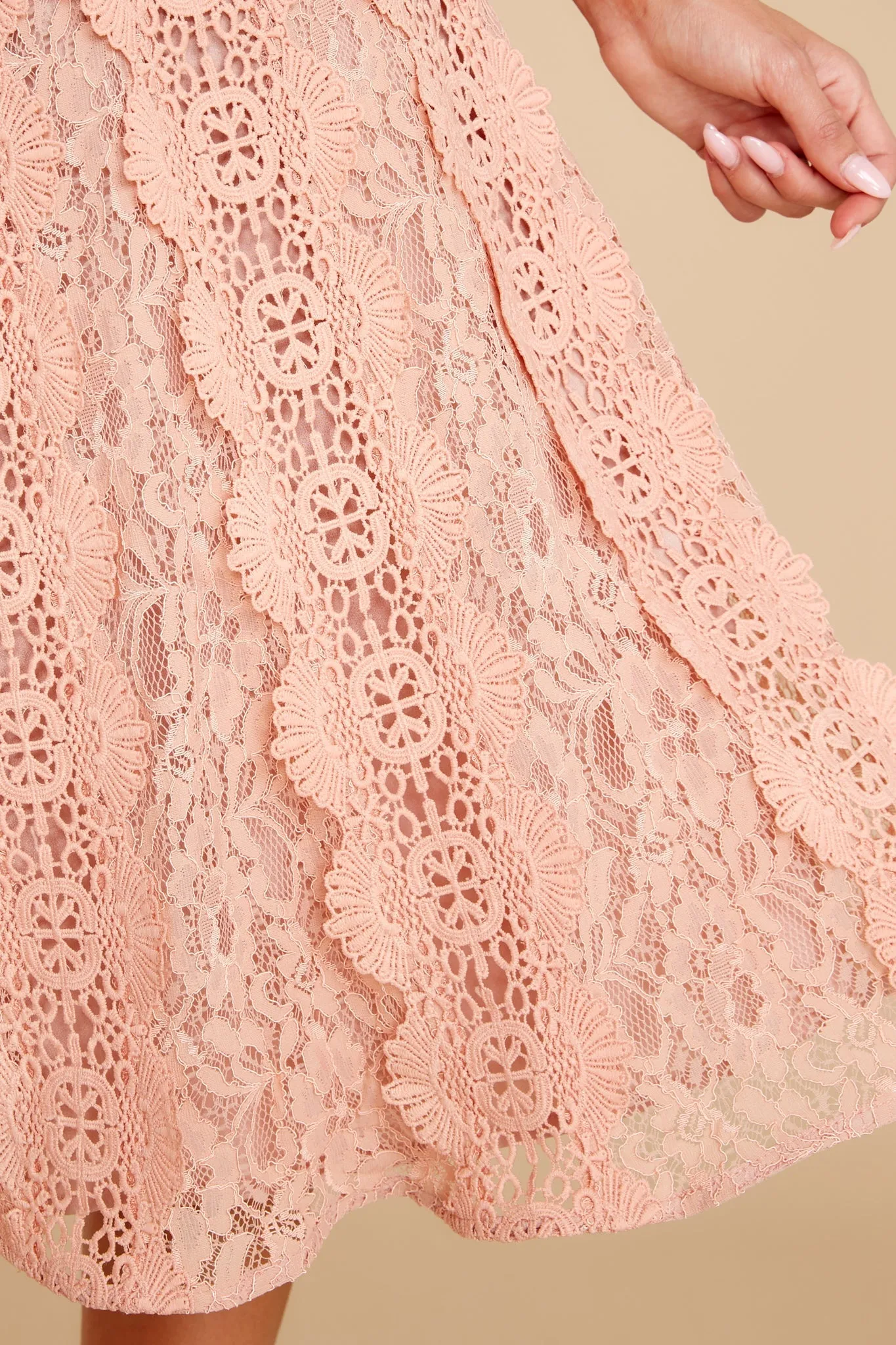 Perfectly Pleasant Light Pink Lace Midi Dress