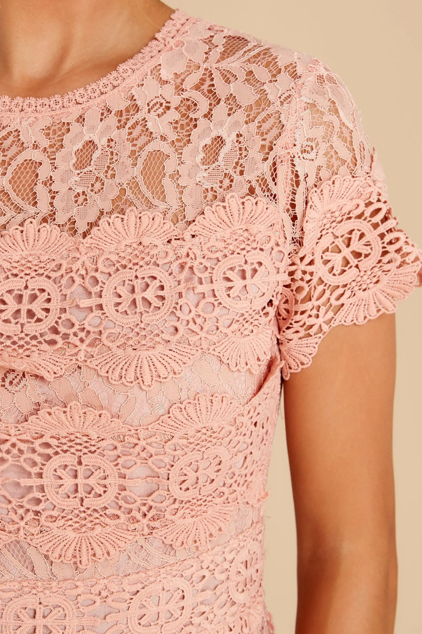 Perfectly Pleasant Light Pink Lace Midi Dress