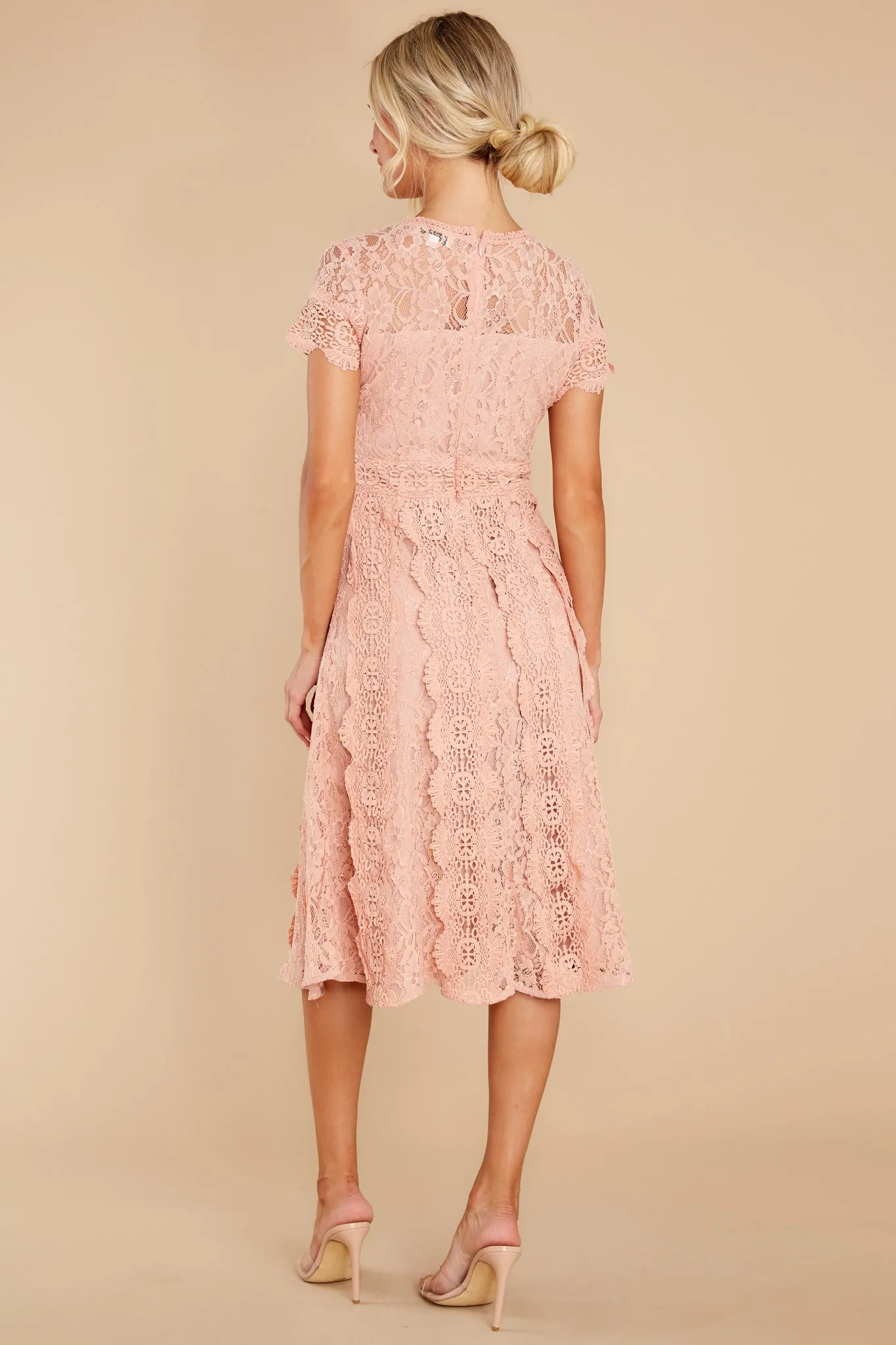 Perfectly Pleasant Light Pink Lace Midi Dress