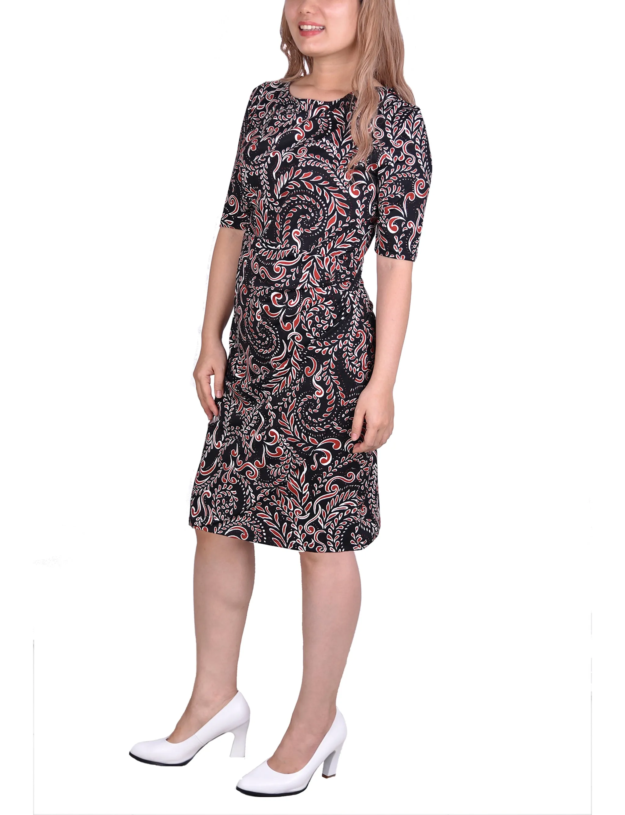 Petite Elbow Sleeve Slim Dress