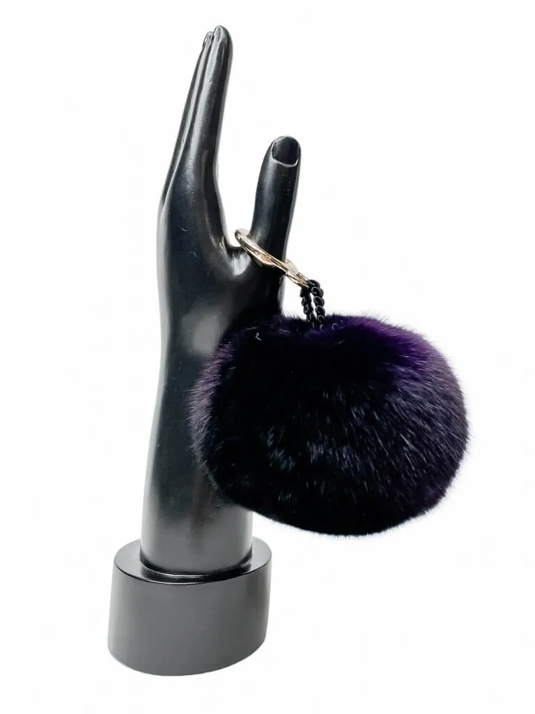 Purple Chinchilla Fur Bag Charm