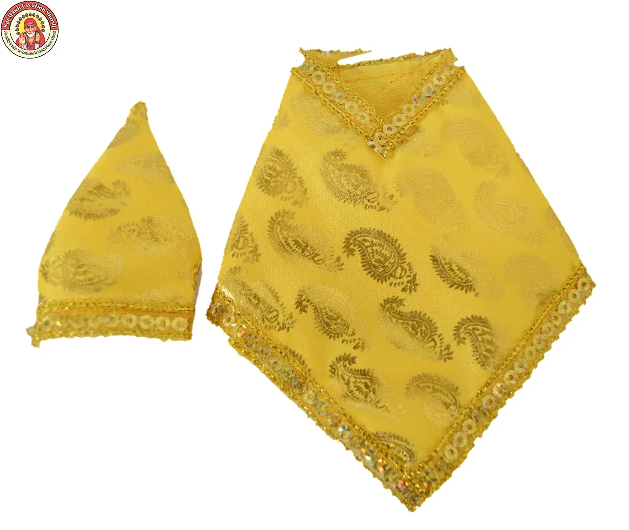 SMCS Mauli Creation Shirdi Beautiful Golden Lase Printed Handcrafted Baba Vastra/Poshakh/Dress (3.5 Inch) _Set of 5