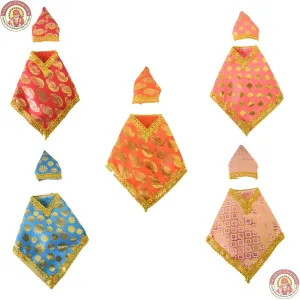 SMCS Mauli Creation Shirdi Beautiful Golden Lase Printed Handcrafted Baba Vastra/Poshakh/Dress (3.5 Inch) _Set of 5