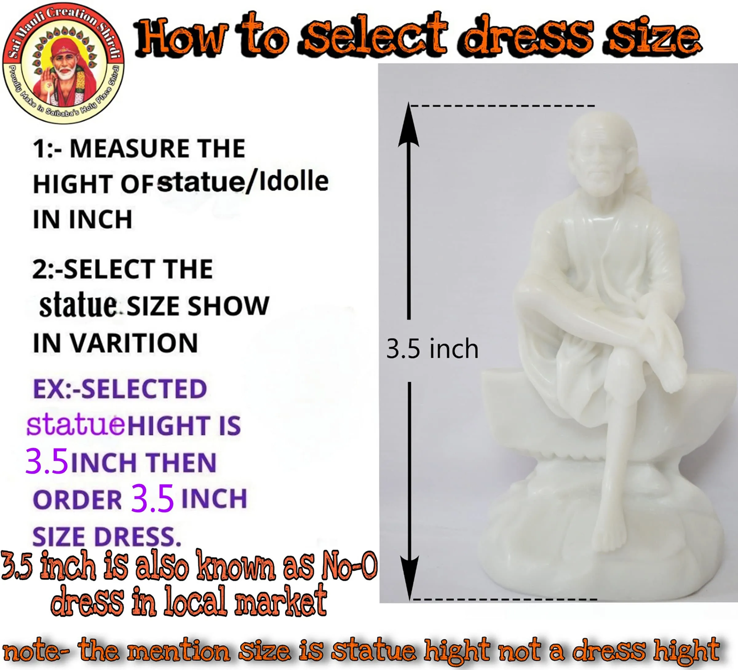 SMCS Mauli Creation Shirdi Beautiful Golden Lase Printed Handcrafted Baba Vastra/Poshakh/Dress (3.5 Inch) _Set of 5