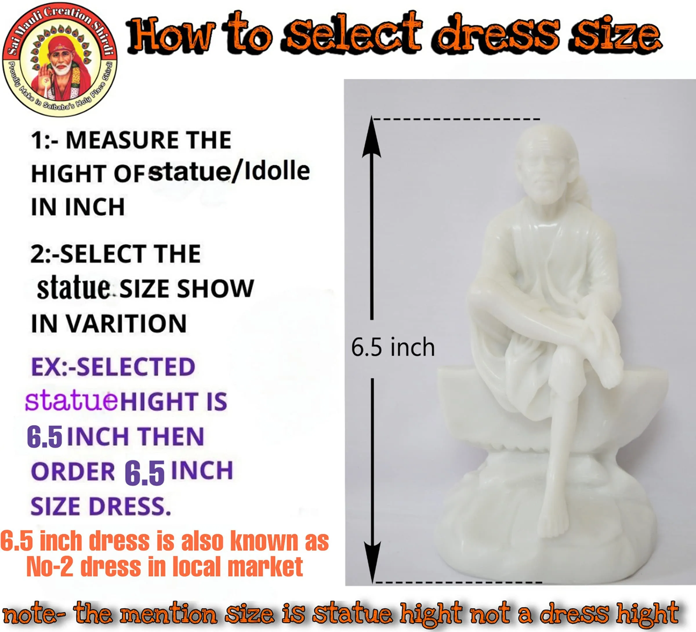 SMCS Mauli Creation Shirdi Beautiful Golden Lase Printed Handcrafted Baba Vastra/Poshakh/Dress (3.5 Inch) _Set of 5