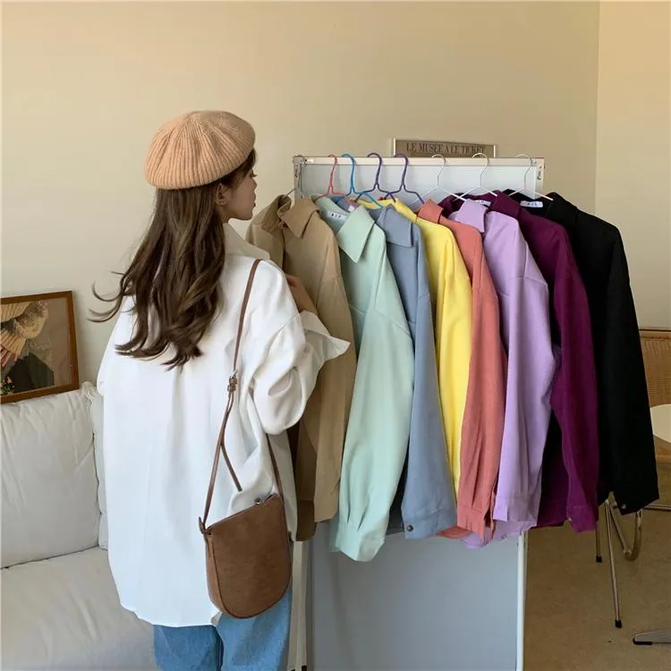 Solid Color Korean Aesthetic Oversized Shirt