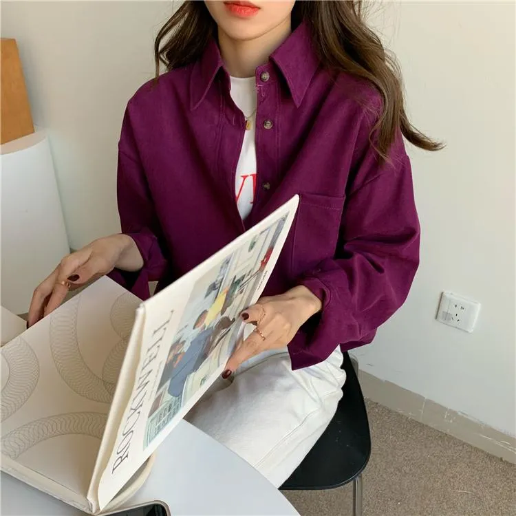 Solid Color Korean Aesthetic Oversized Shirt