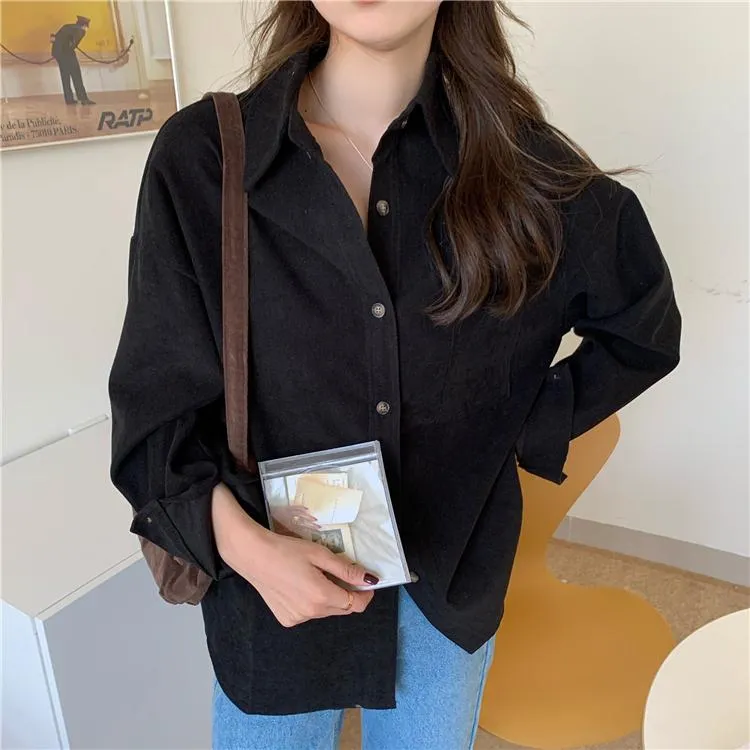 Solid Color Korean Aesthetic Oversized Shirt