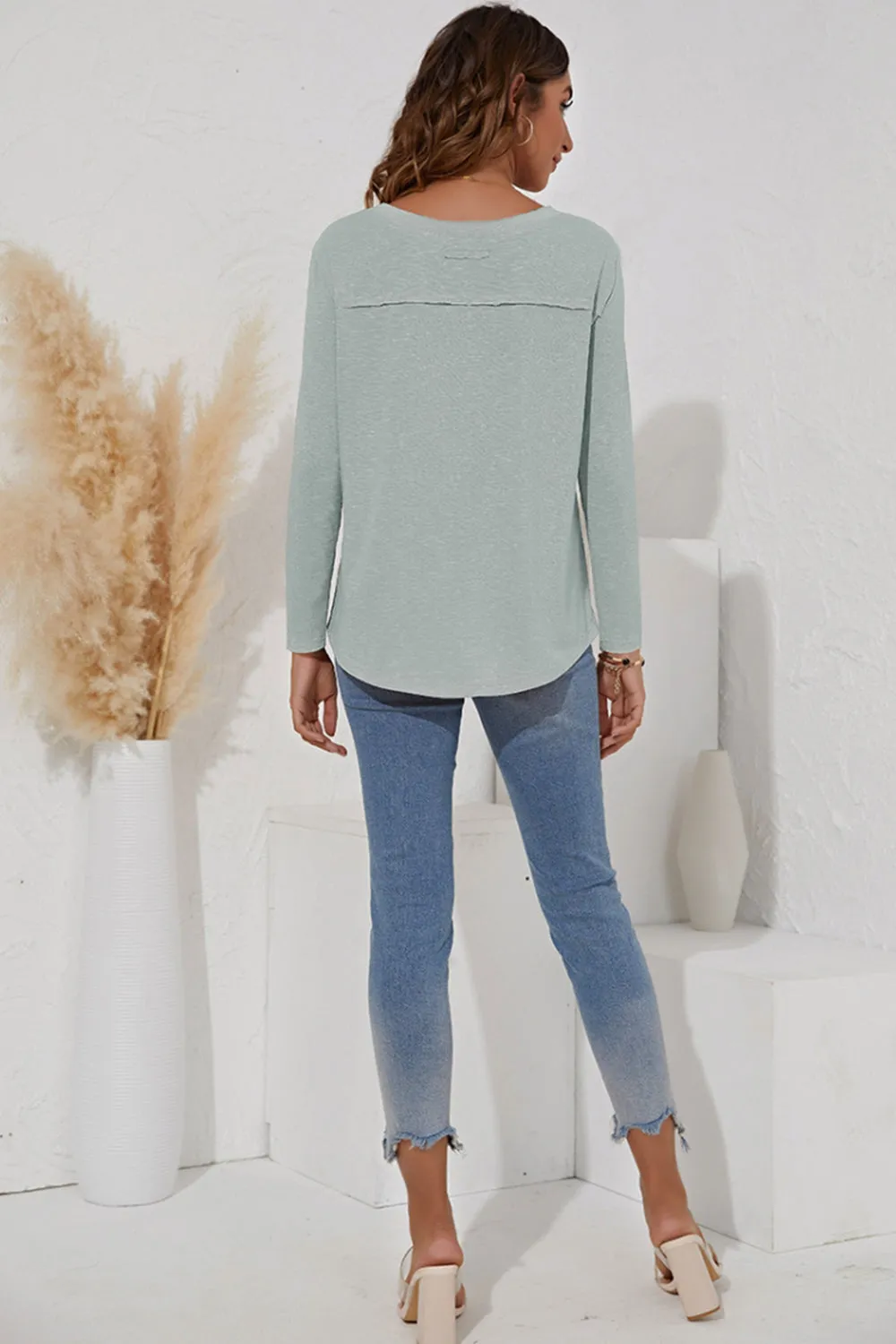 Solid Color Long-Sleeved T-Shirt