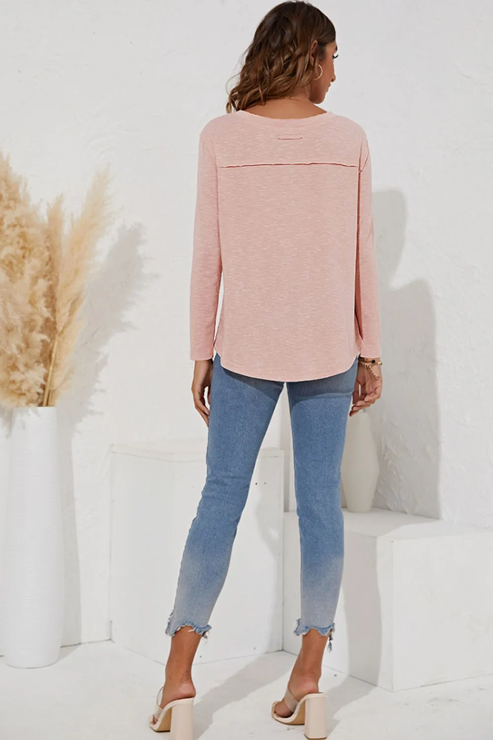 Solid Color Long-Sleeved T-Shirt
