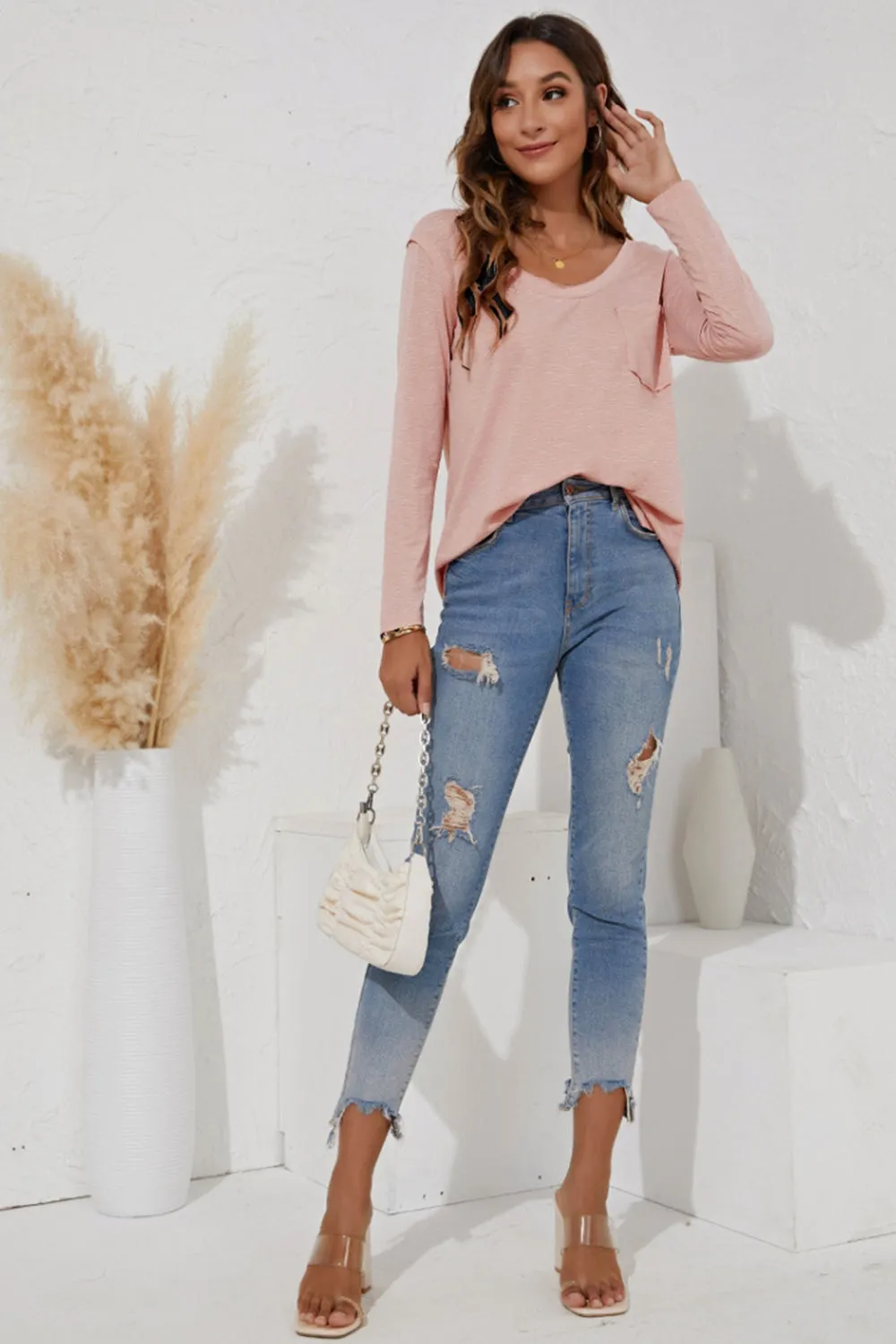 Solid Color Long-Sleeved T-Shirt