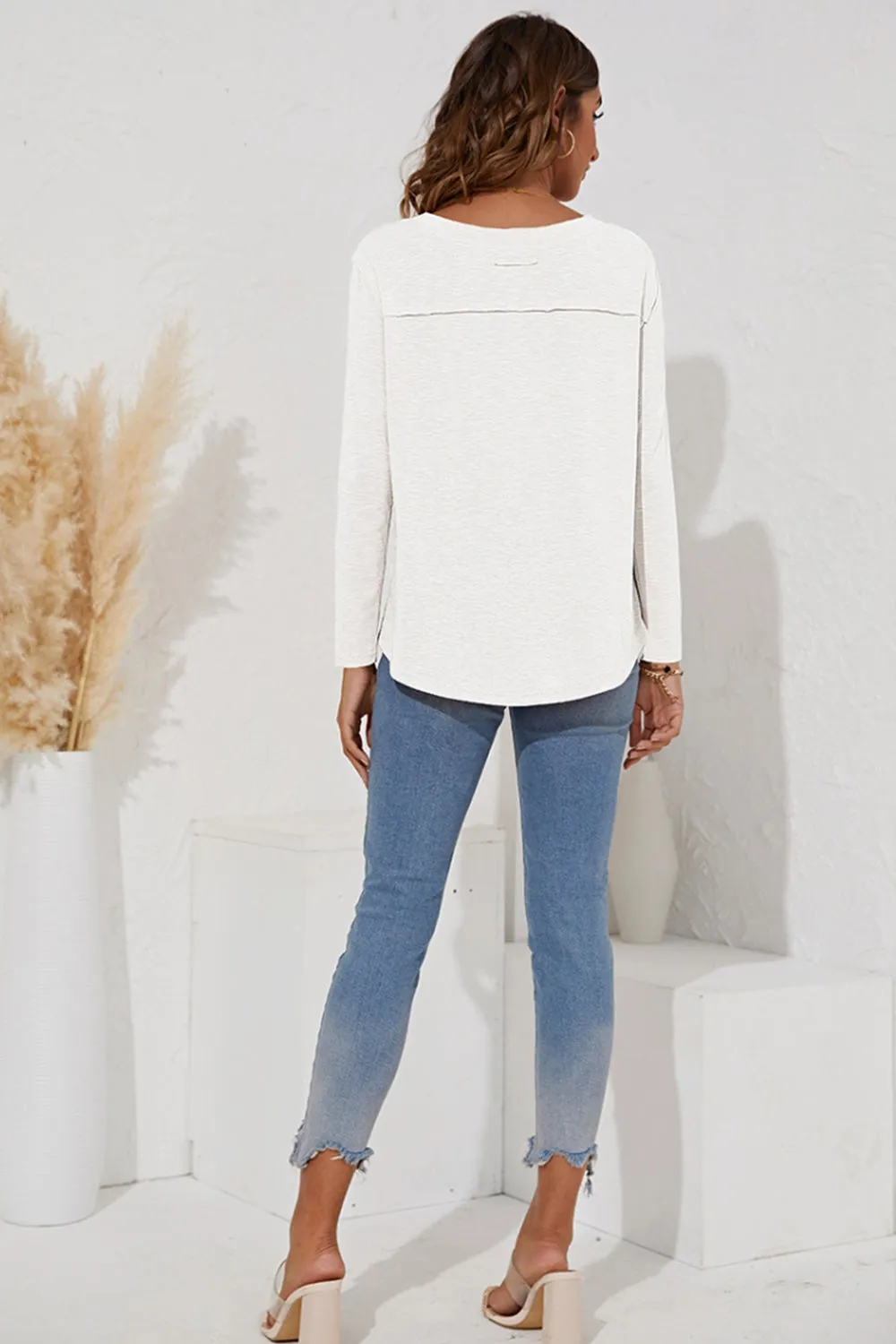 Solid Color Long-Sleeved T-Shirt