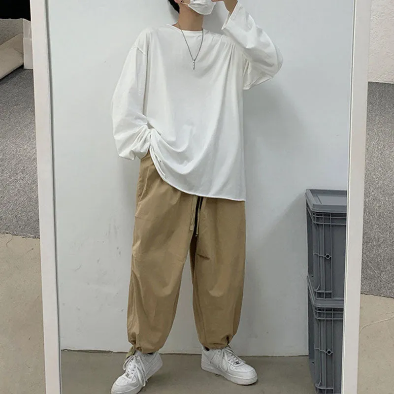 Solid Color Ripped Long Sleeve T-Shirt