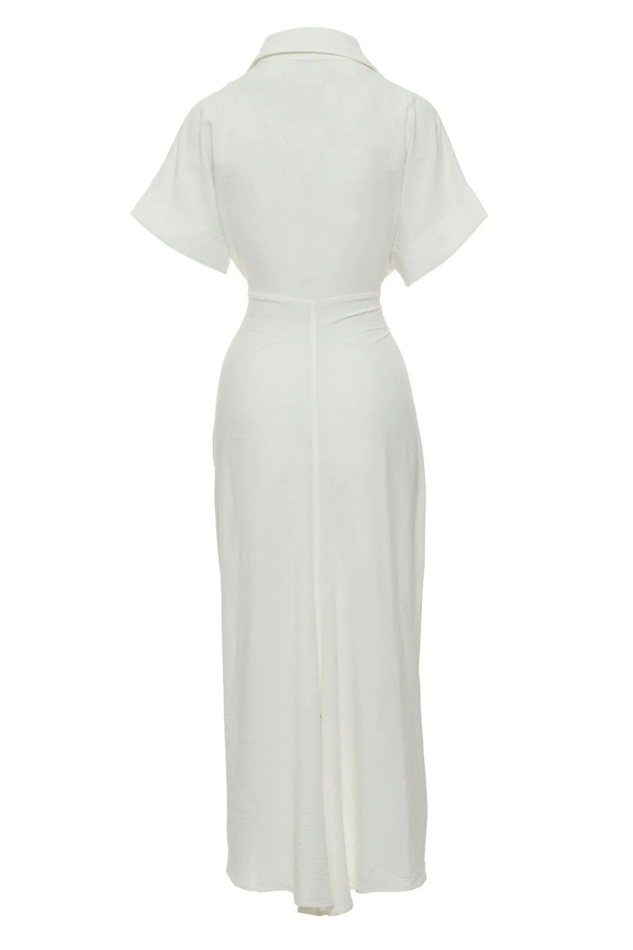Solid Color Short Sleeve Tie-Front Shirt Dress