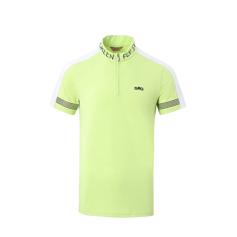 SVG Golf spring/summer men's yellow-and-green stitching short-sleeved T-shirt zipper collar jacket