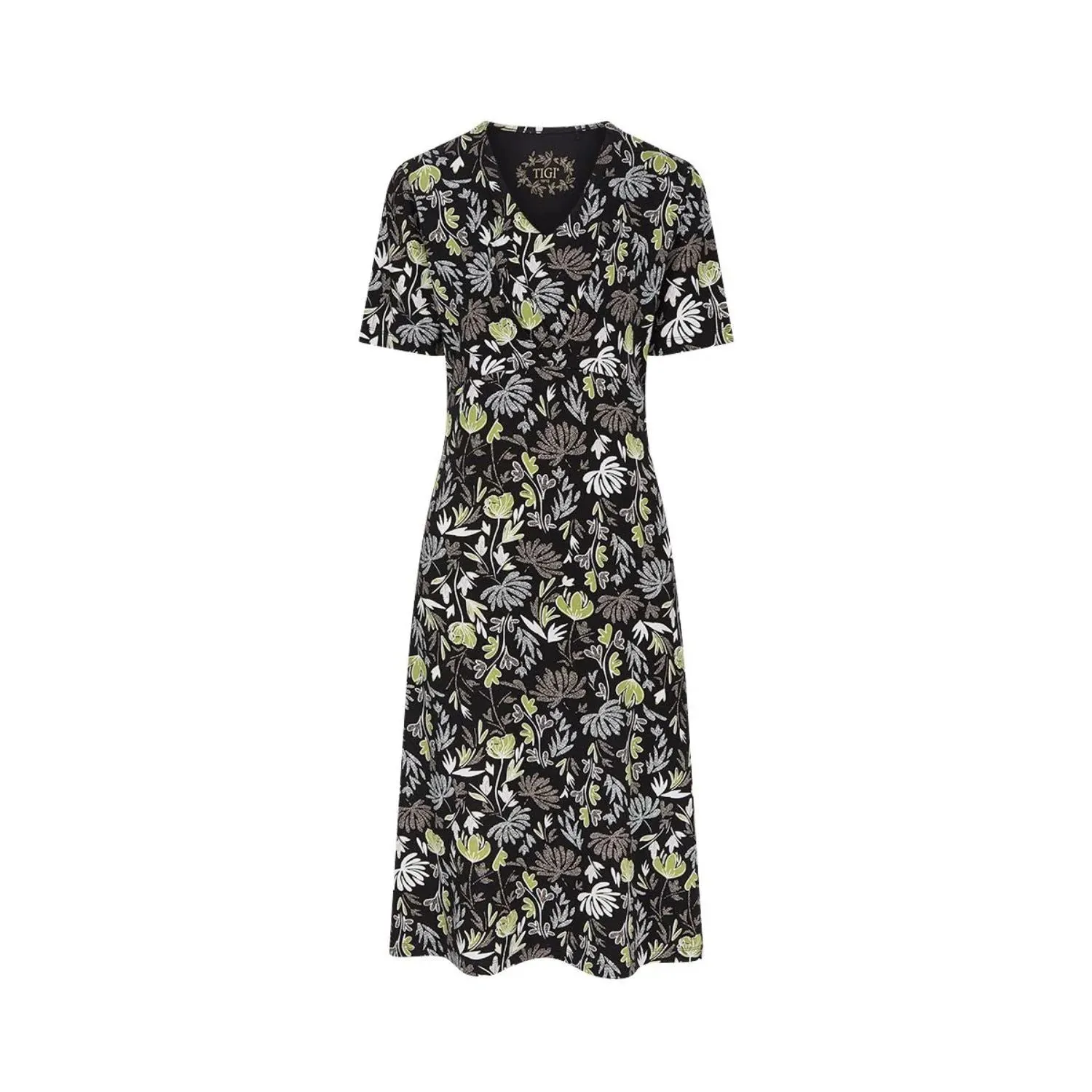 TIGI 10/12 Inner V Neck All Over Print Dress