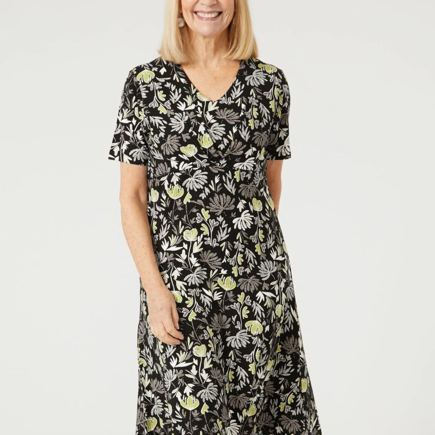 TIGI 10/12 Inner V Neck All Over Print Dress