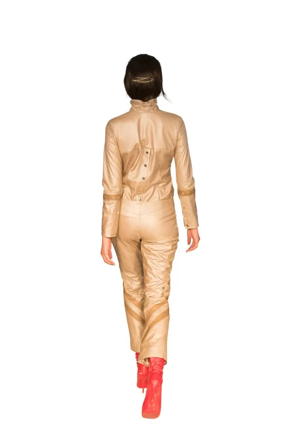 Turtle Ruched Neck Reindeer Leather Blouse- Limited Edition