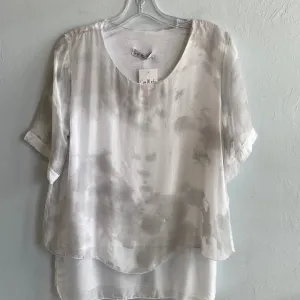 Watercolor Print Kaftan Blouse-White