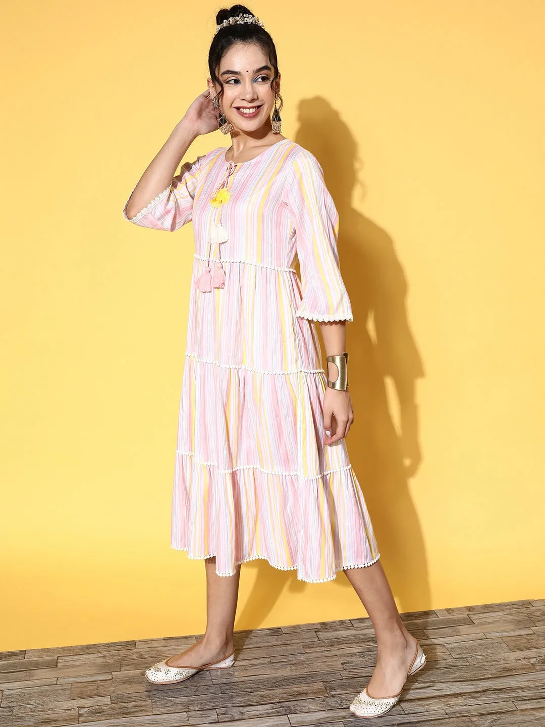 Women Multi Cotton Lurex Dress